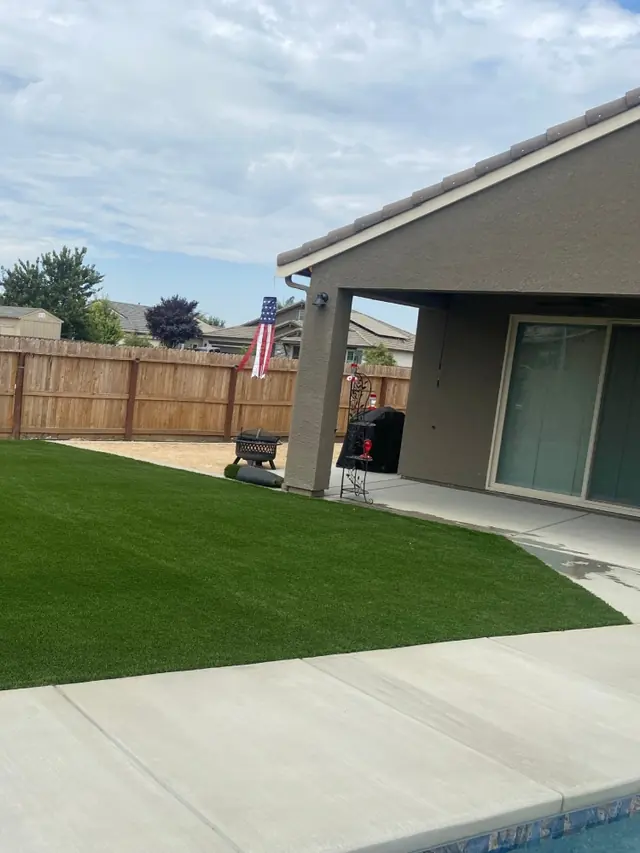 Artificial grass back yard in Perris, CA