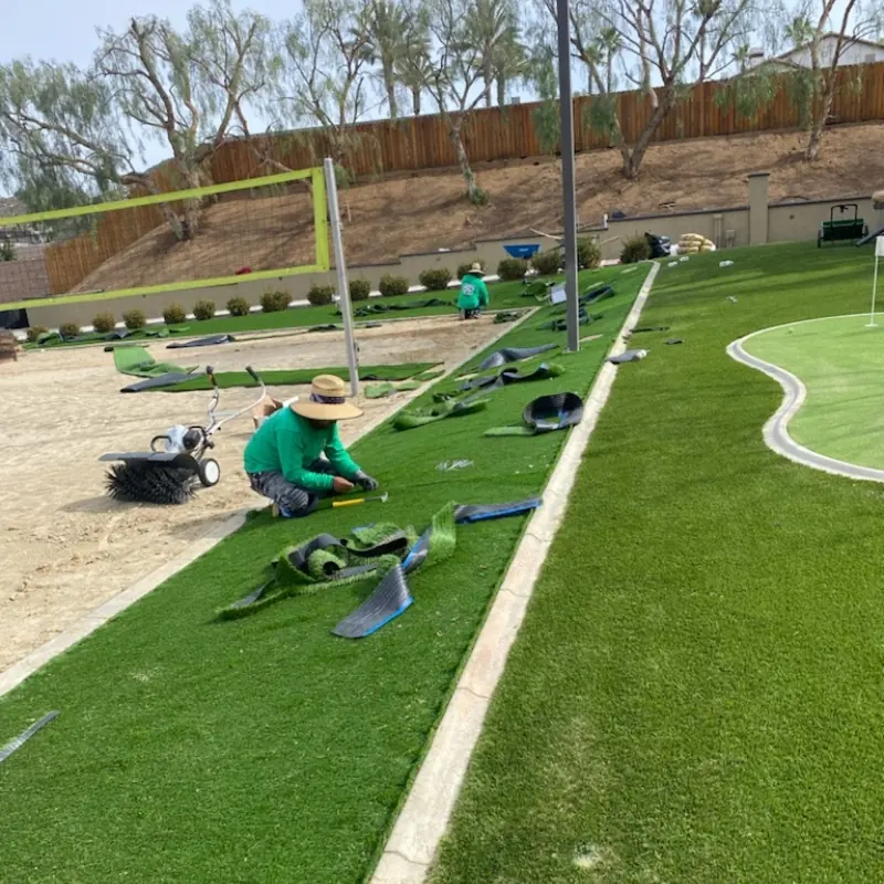 Millenium crew on a job in Perris, CA where irrigation and drainage were run