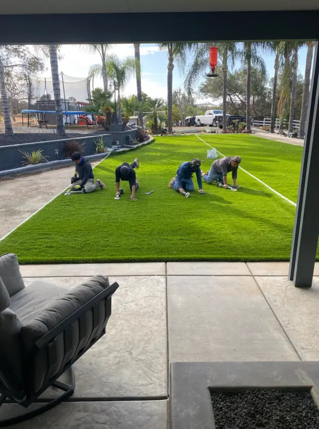 Commercial artificial turf installation in Perris, CA