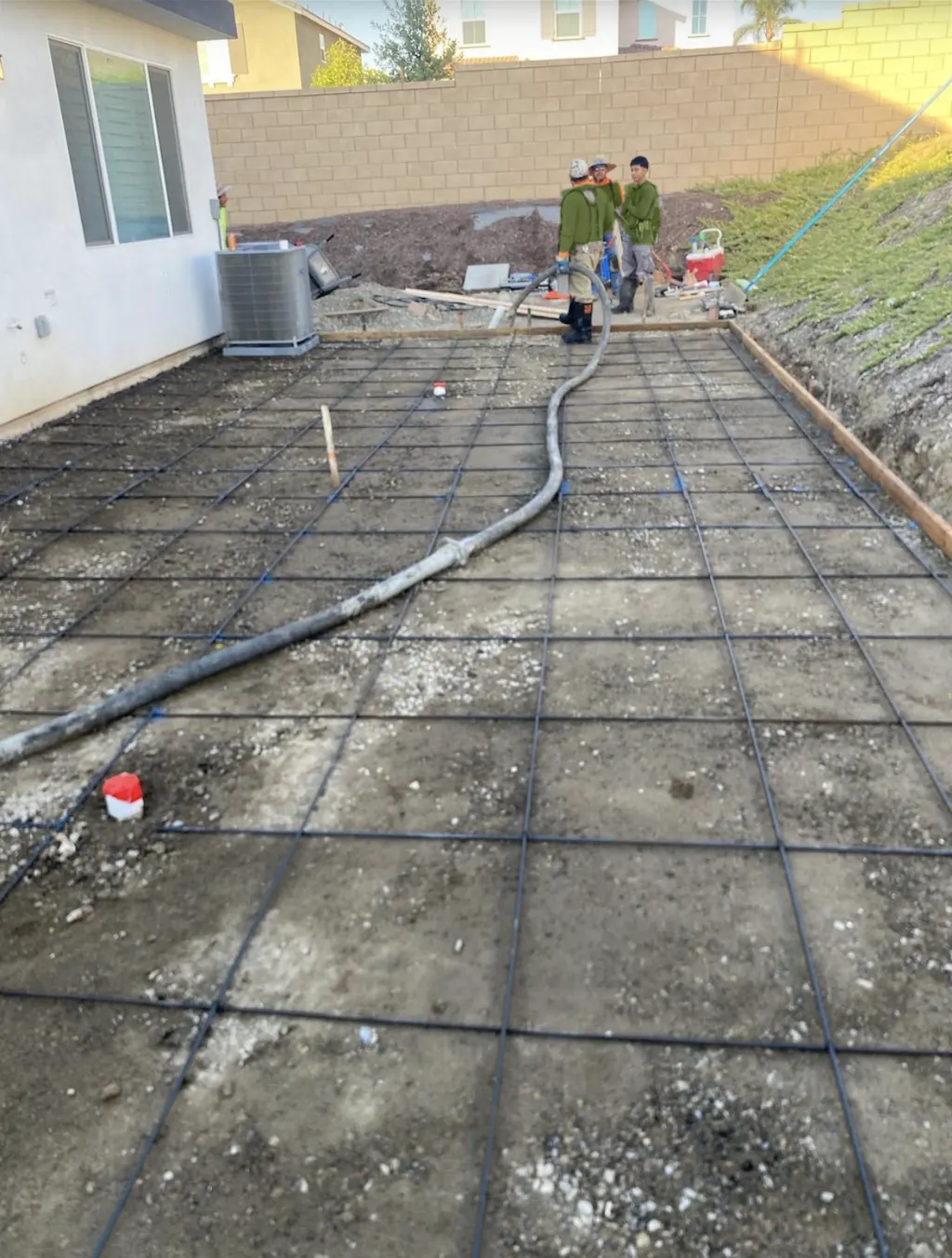 Concrete forms and rebar set before a pour