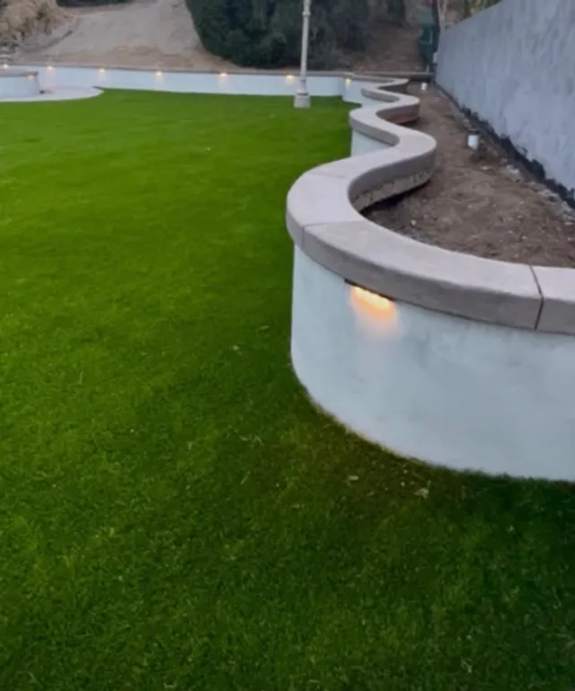 Stucco block planter with a built-in light