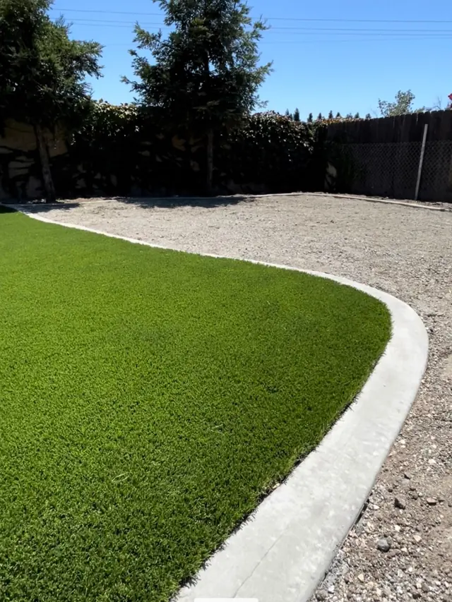 Artificial turf with gravel border in Perris, CA